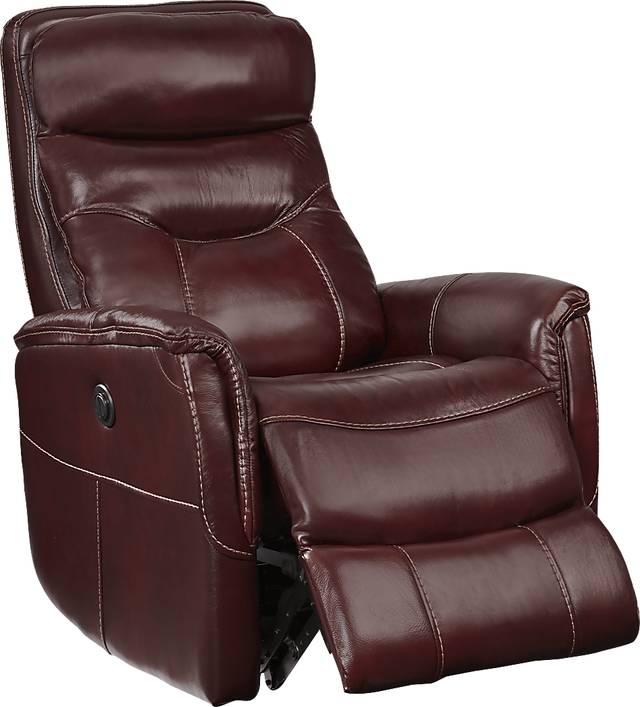 Cindy Crawford Home Bello Burgundy Leather Power Swivel Glider Recliner - Thumbnail - Image 2