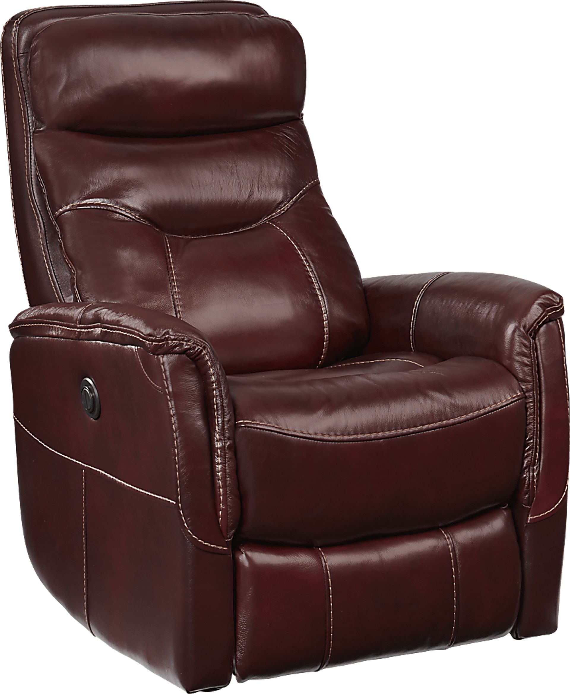 Cindy Crawford Home Bello Burgundy Leather Power Swivel Glider Recliner - Image 1