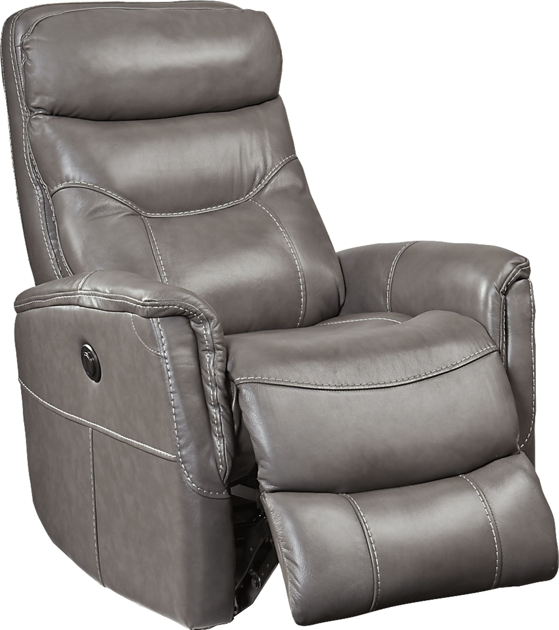 Cindy Crawford Home Bello Gray Leather Power Swivel Glider Recliner - Image 2