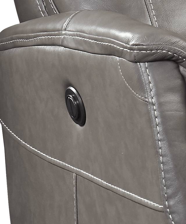 Cindy Crawford Home Bello Gray Leather Power Swivel Glider Recliner - Thumbnail - Image 3