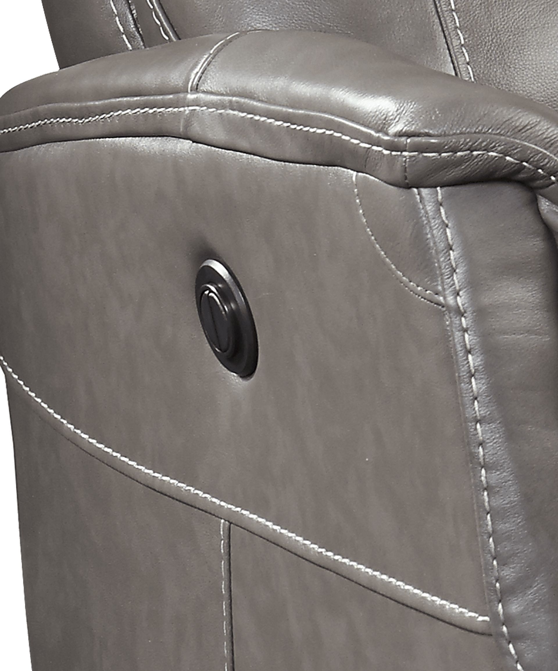 Cindy Crawford Home Bello Gray Leather Power Swivel Glider Recliner - Image 3