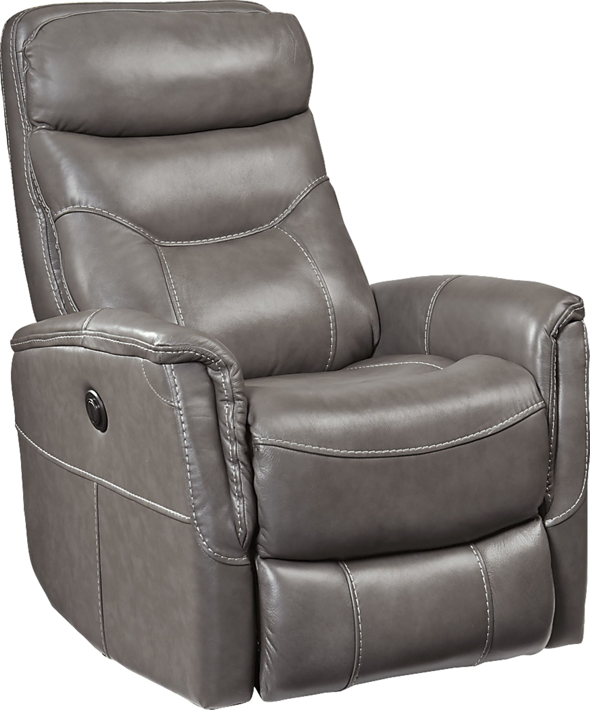 Cindy Crawford Home Bello Gray Leather Power Swivel Glider Recliner - Image 1