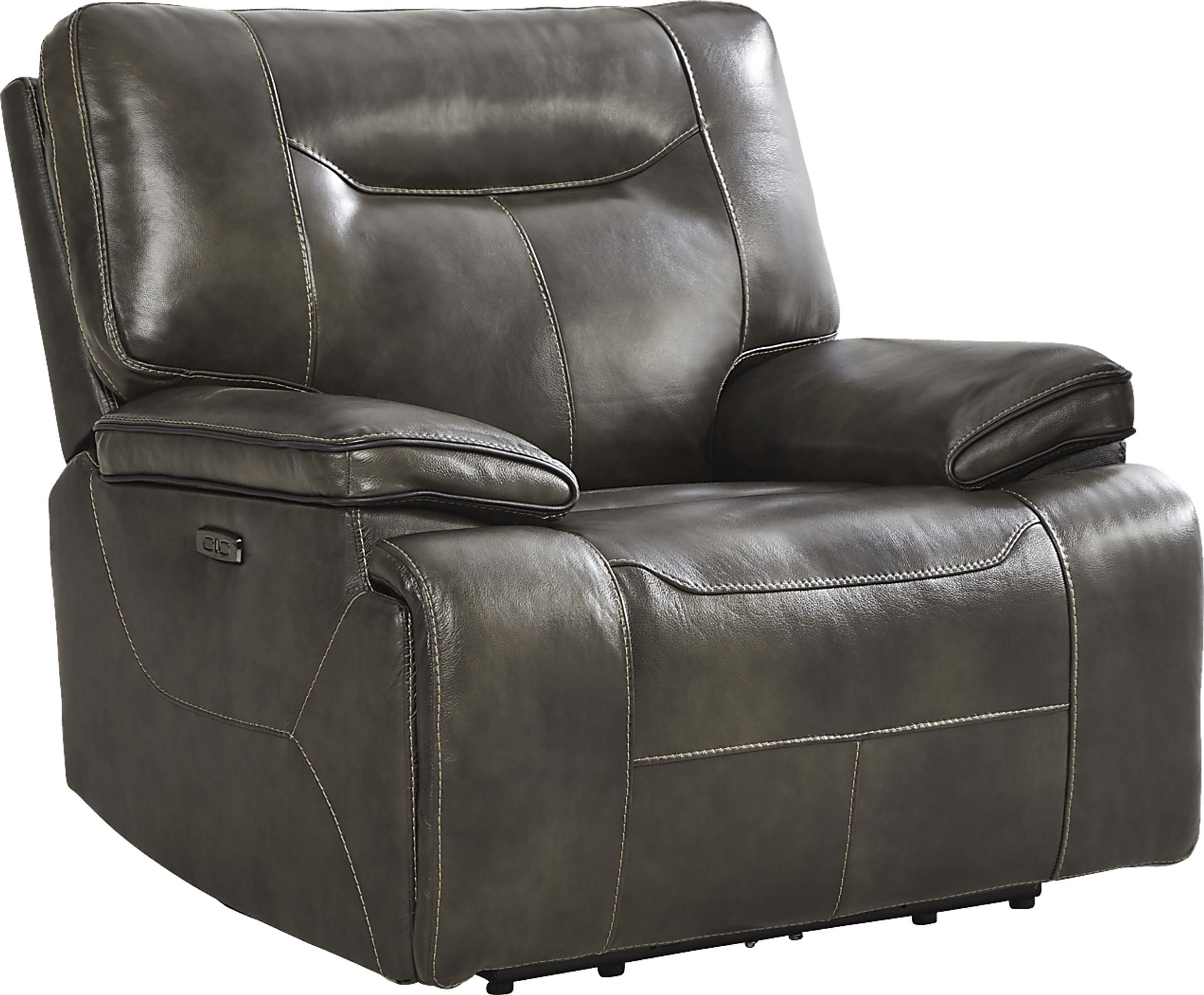 Cindy Crawford Home Bernsley Gray Dual Power Recliner - Image 1
