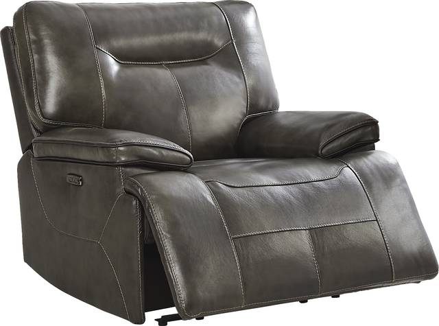 Bernsley Gray Leather 8 Pc Dual Power Reclining Living Room - Thumbnail - Image 12