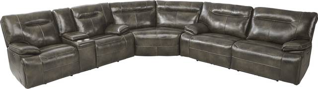 Bernsley Gray Leather 3 Pc Dual Power Reclining Sectional - Thumbnail - Image 3