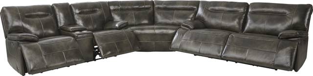 Bernsley Gray Leather 3 Pc Dual Power Reclining Sectional - Thumbnail - Image 4
