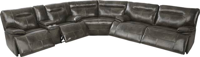 Bernsley Gray Leather 6 Pc Dual Power Reclining Sectional Living Room - Thumbnail - Image 5