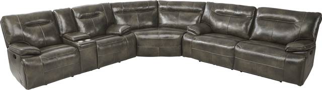 Bernsley Gray Leather 3 Pc Reclining Sectional - Thumbnail - Image 3