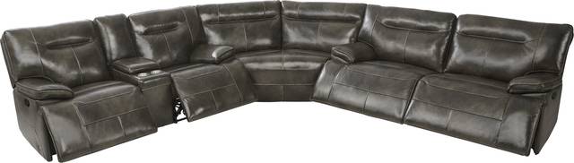 Bernsley Gray Leather 6 Pc Reclining Sectional Living Room - Thumbnail - Image 5