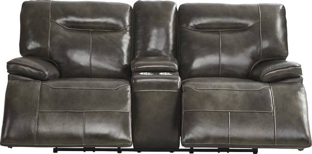 Bernsley Gray Leather 8 Pc Dual Power Reclining Living Room - Thumbnail - Image 5
