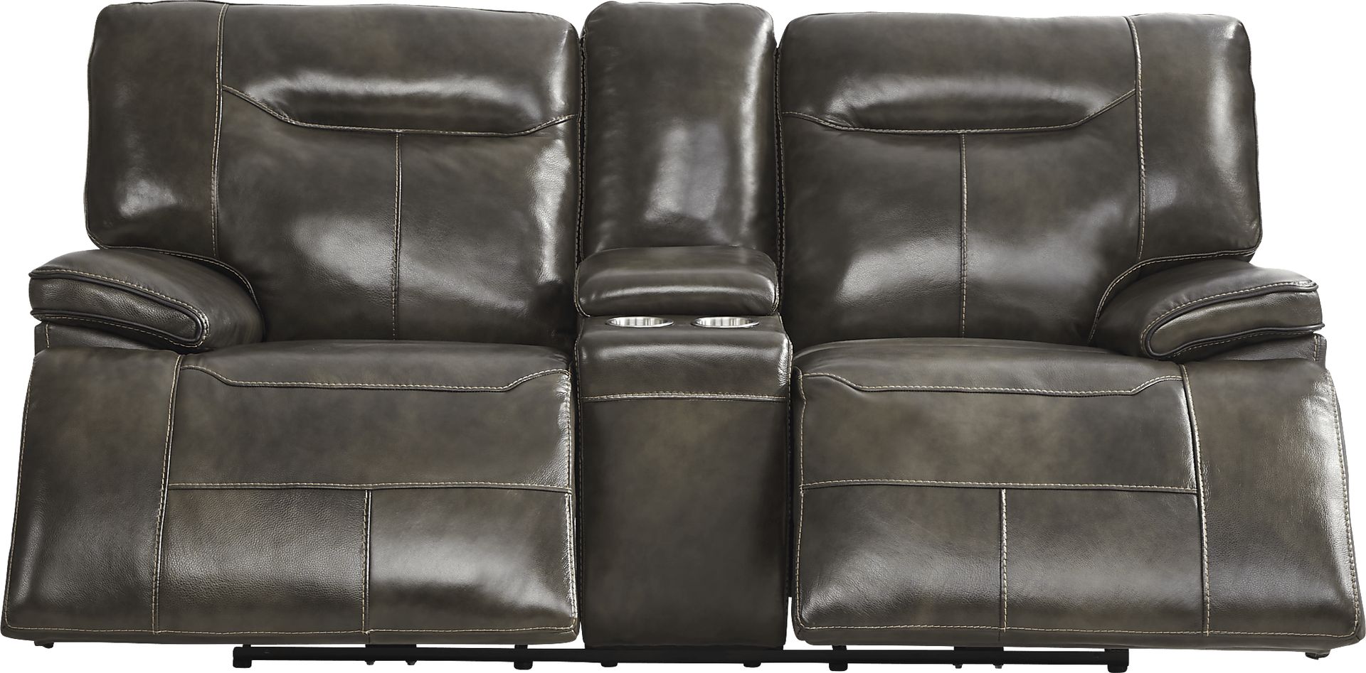 Bernsley Gray Leather 5 Pc Dual Power Reclining Living Room - Image 5