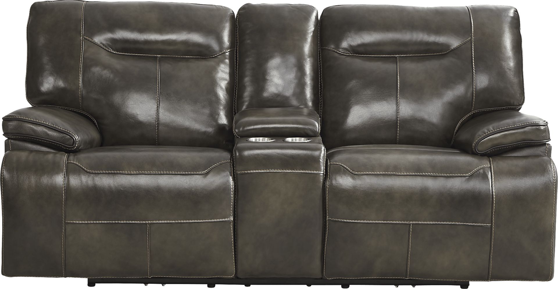 Bernsley Gray Leather 5 Pc Dual Power Reclining Living Room - Image 4