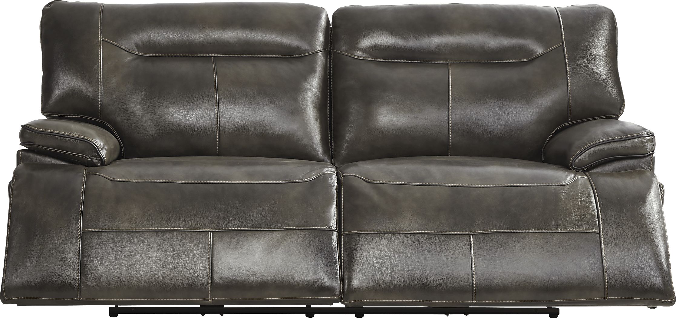 Cindy Crawford Home Bernsley Gray Leather Dual Power Reclining Sofa