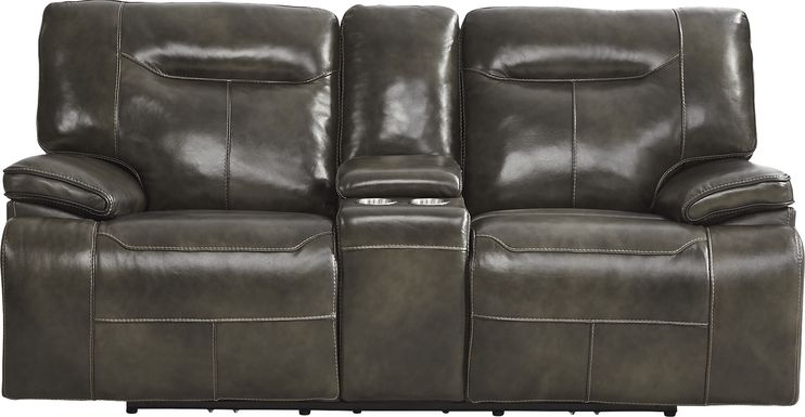 Granger dark gray console store faux leather loveseat