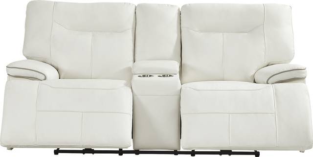 Bernsley White Leather 5 Pc Dual Power Reclining Living Room - Thumbnail - Image 6