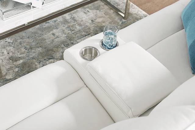 Bernsley White Leather 5 Pc Dual Power Reclining Living Room - Thumbnail - Image 7