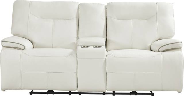 Bernsley White Leather 5 Pc Dual Power Reclining Living Room - Thumbnail - Image 5