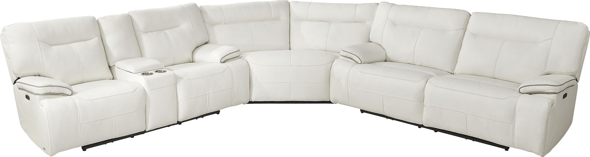 Bernsley White Leather 6 Pc Dual Power Reclining Sectional Living Room - Image 3