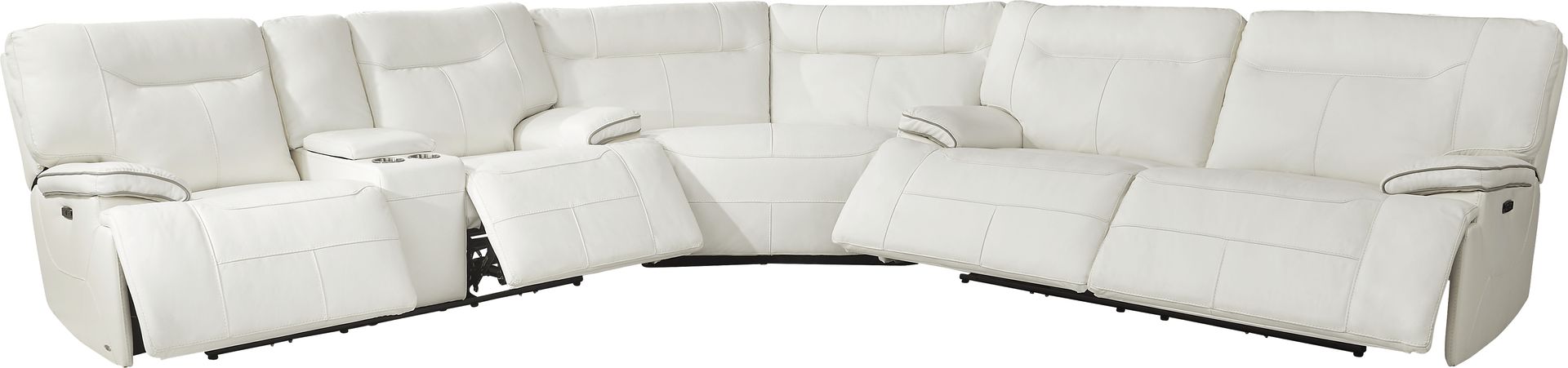 Bernsley White Leather 6 Pc Dual Power Reclining Sectional Living Room - Image 4