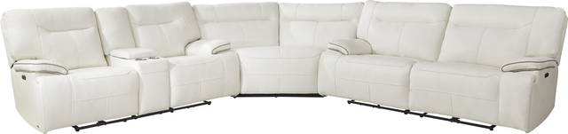 Bernsley White Leather 6 Pc Dual Power Reclining Sectional Living Room - Thumbnail - Image 2