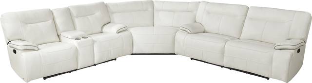Bernsley White Leather 6 Pc Reclining Sectional Living Room - Thumbnail - Image 3