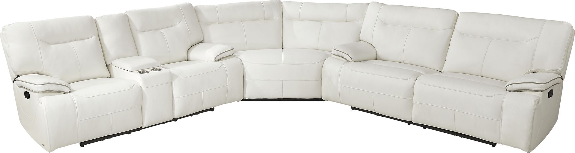 Bernsley White Leather 3 Pc Reclining Sectional - Image 3