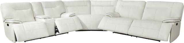 Bernsley White Leather 6 Pc Reclining Sectional Living Room - Thumbnail - Image 4