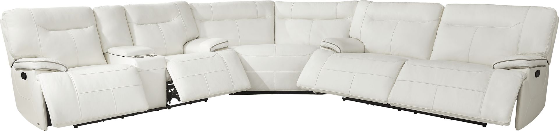 Bernsley White Leather 3 Pc Reclining Sectional - Image 4