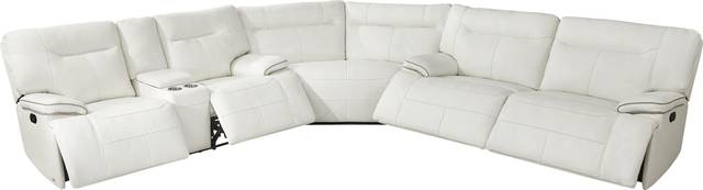 Bernsley White Leather 6 Pc Reclining Sectional Living Room - Thumbnail - Image 5