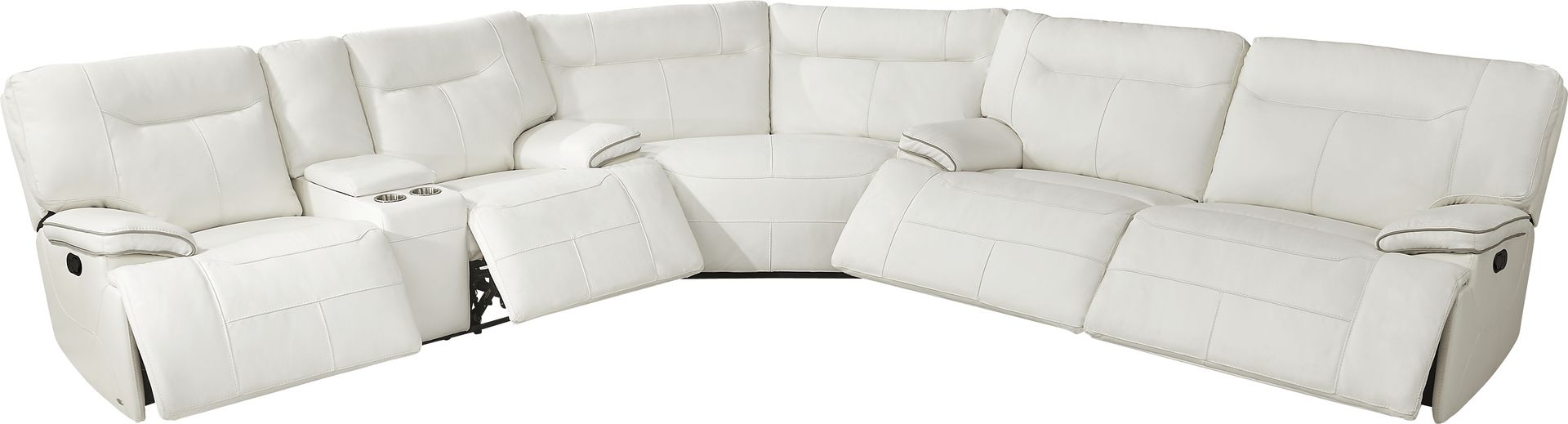 Bernsley White Leather 3 Pc Reclining Sectional - Image 5