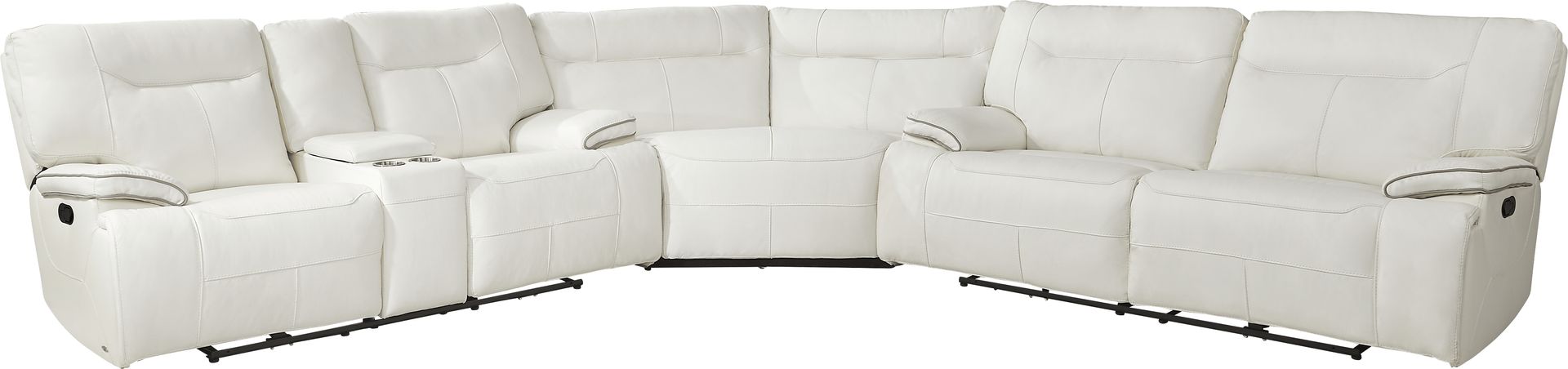 Bernsley White Leather 3 Pc Reclining Sectional - Image 1