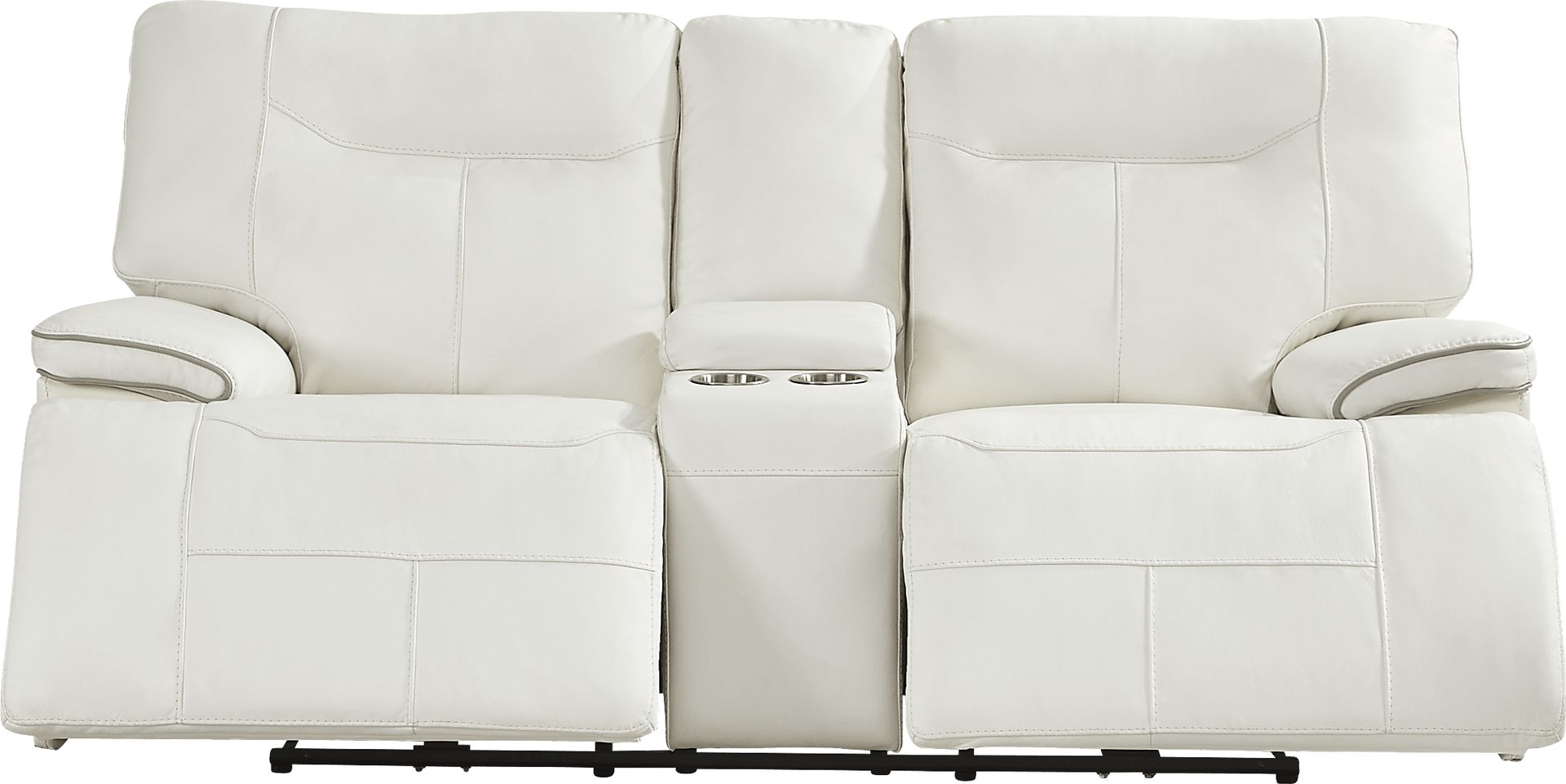 Cindy Crawford Home Bernsley White Leather Dual Power Reclining Loveseat - Image 2