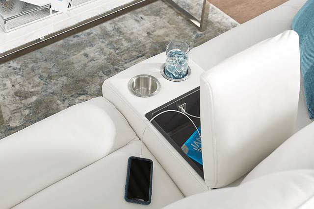 Cindy Crawford Home Bernsley White Leather 8 Pc Dual Power Reclining Living Room - Thumbnail - Image 10