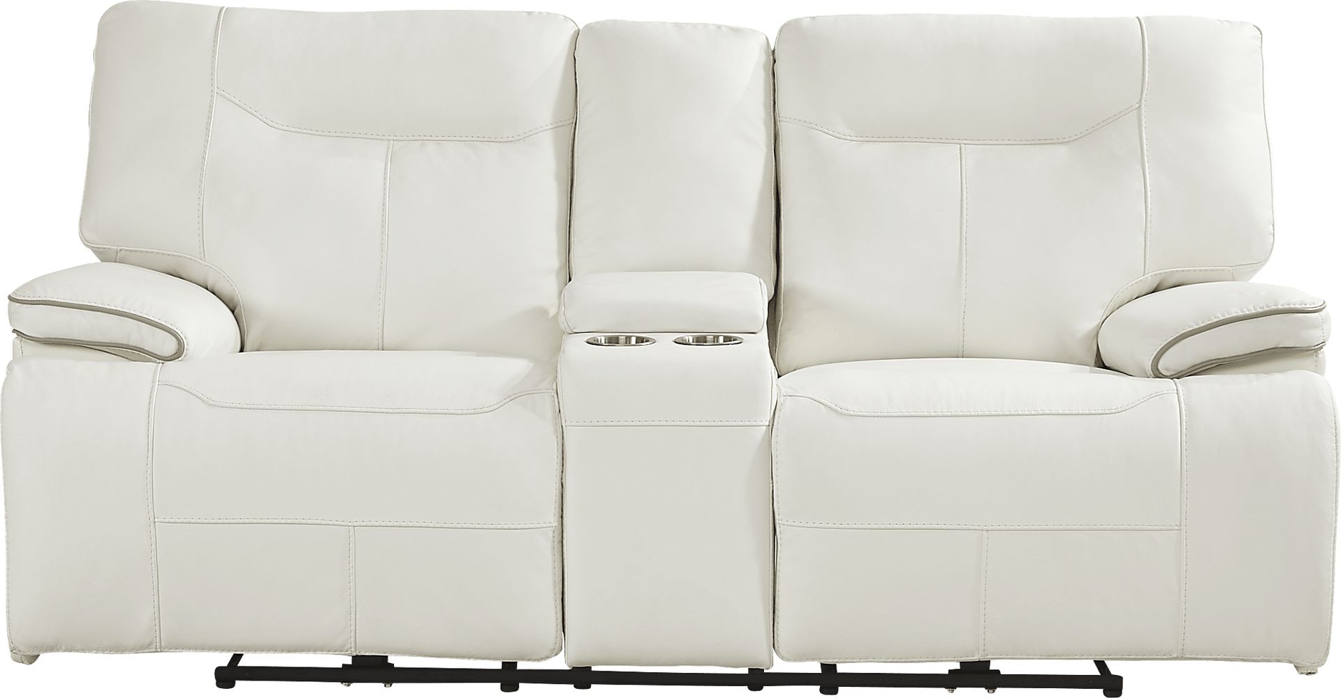 Cindy Crawford Home Bernsley White Leather Dual Power Reclining Loveseat - Image 1