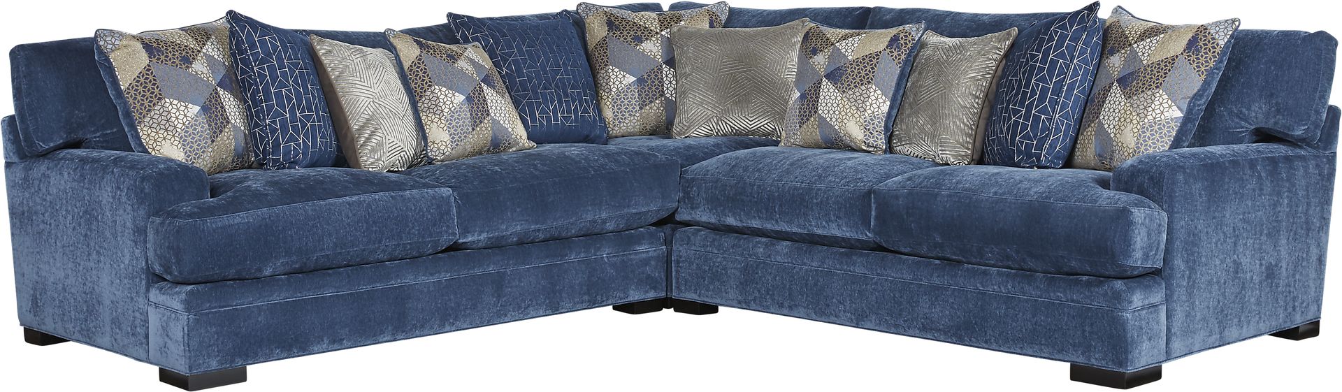 Cindy Crawford Home Beverlywood Navy 3 Pc Sectional - Image 1
