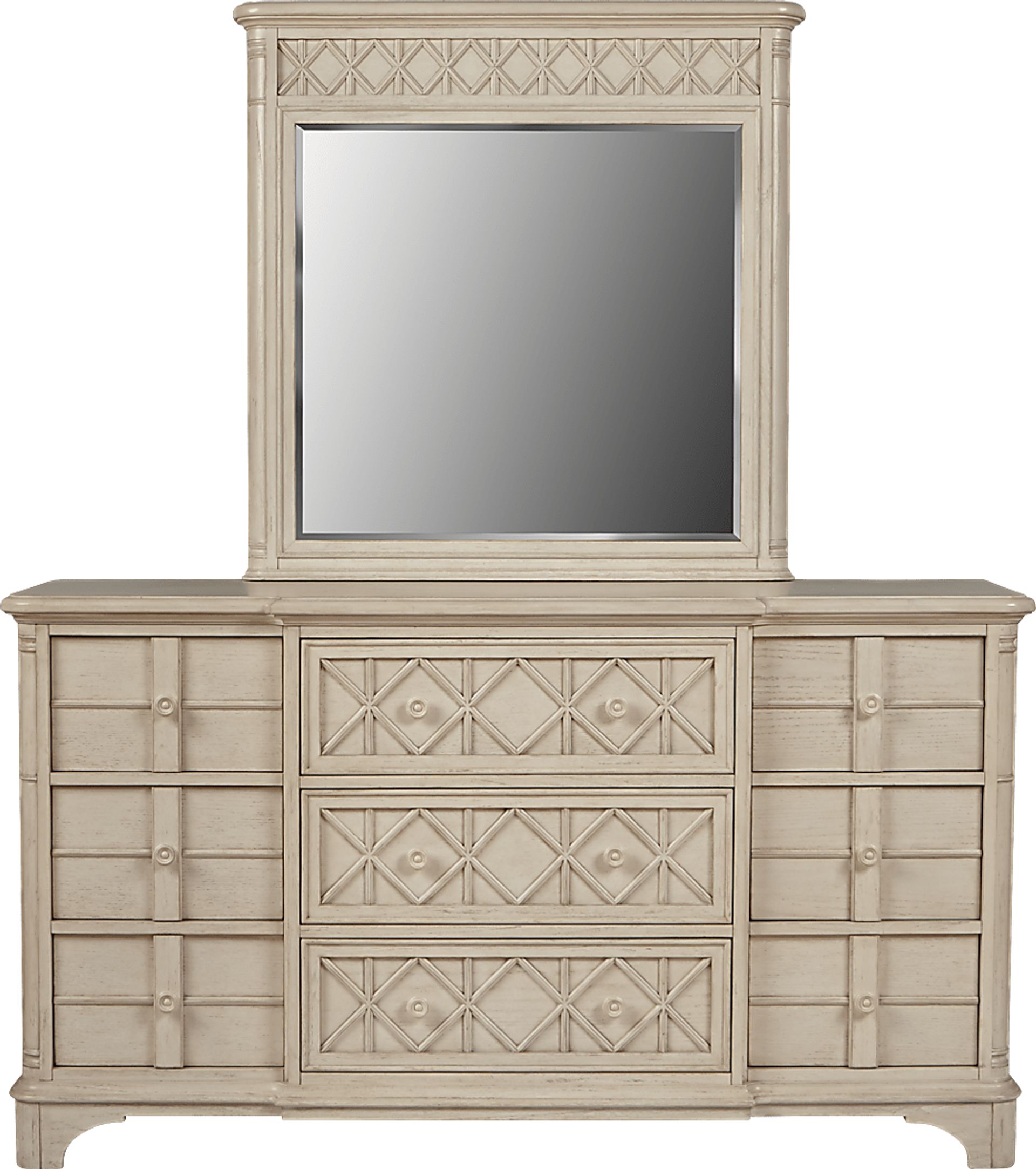 Cindy Crawford Home Bondi Beach Bisque Breakfront Dresser & Mirror - Image 1