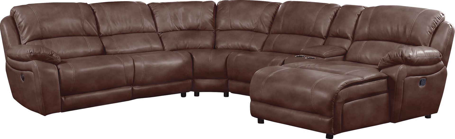 Cindy Crawford Home Breckenridge Hills Mahogany 6 Pc Reclining Sectional - Image 1