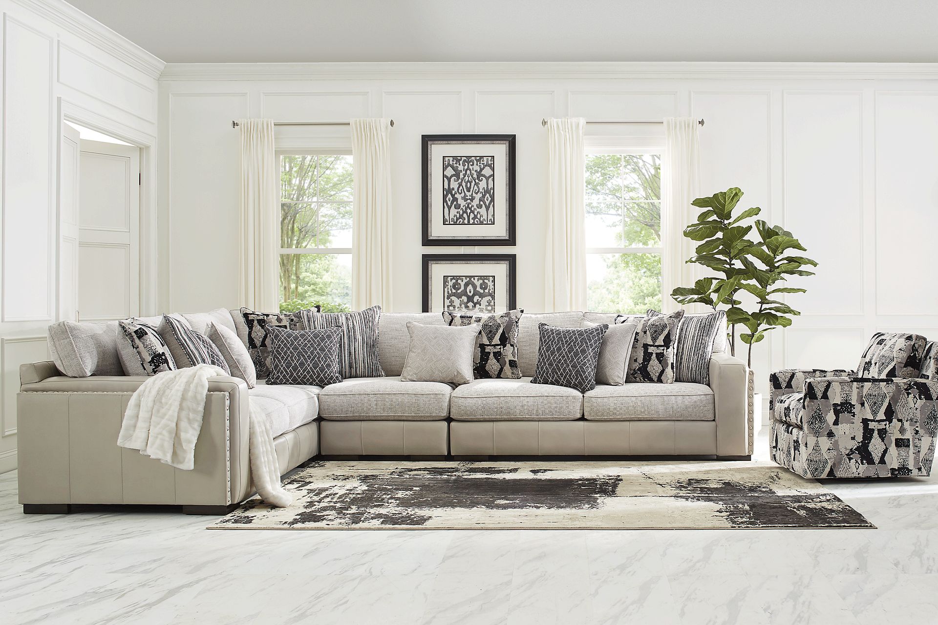 Cindy Crawford Home Broad Street Ivory 4 Pc Sectional - Image 2