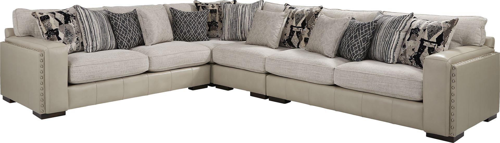 Cindy Crawford Home Broad Street Ivory 4 Pc Sectional - Image 1