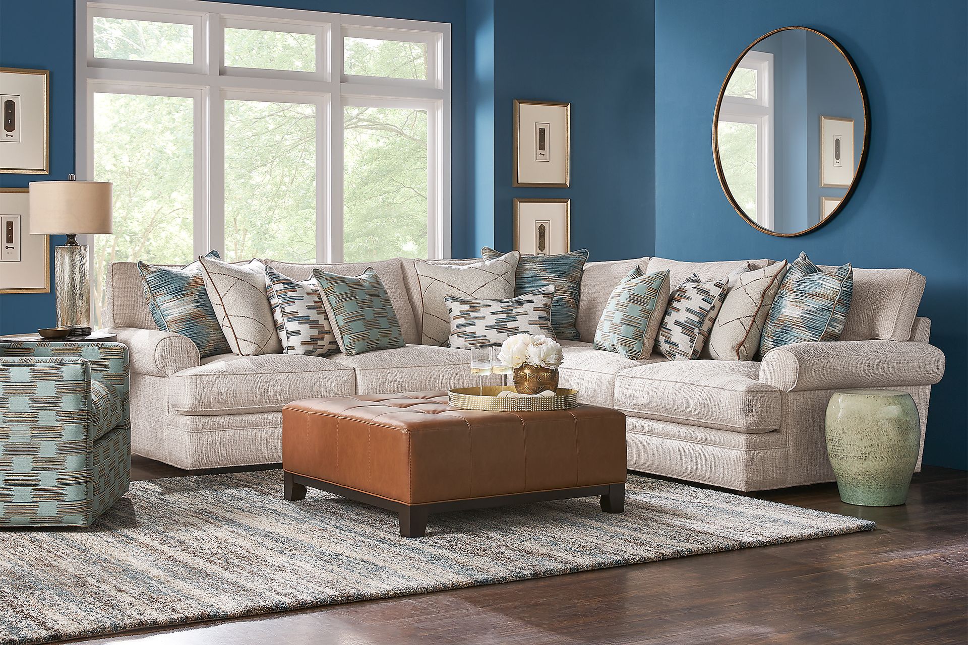 Cindy Crawford Home Brookview Heights Beige 6 Pc Sectional Living Room - Image 1