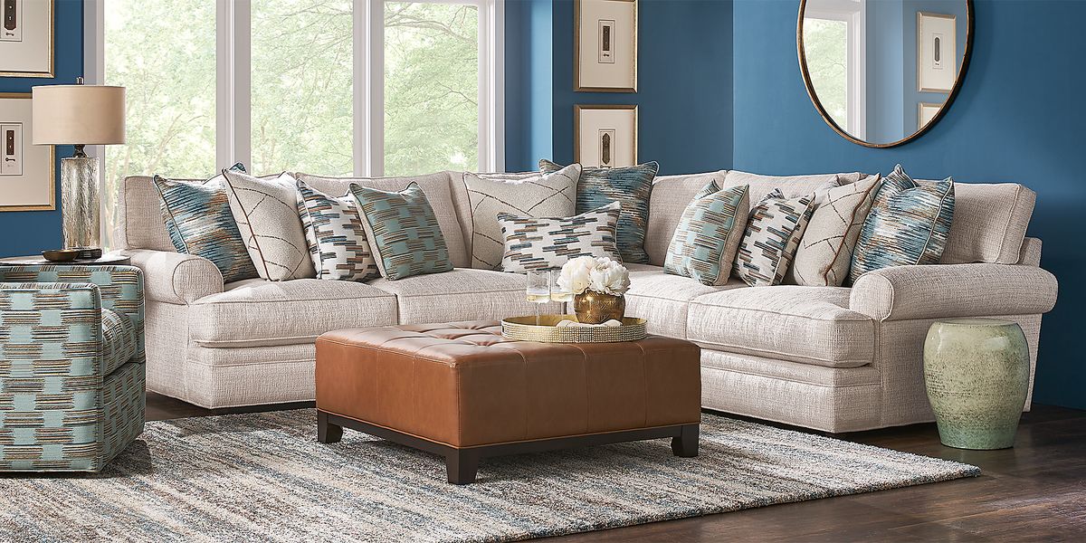 Cindy Crawford Home Brookview Heights Beige 6 Pc Sectional Living Room ...
