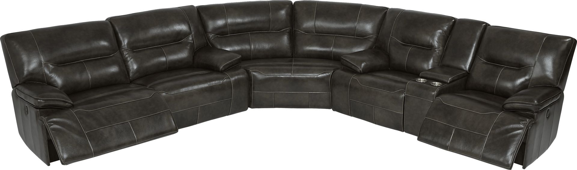 Cindy Crawford Home Caletta Gray 6 Pc Leather Power Reclining Sectional Living Room - Image 3