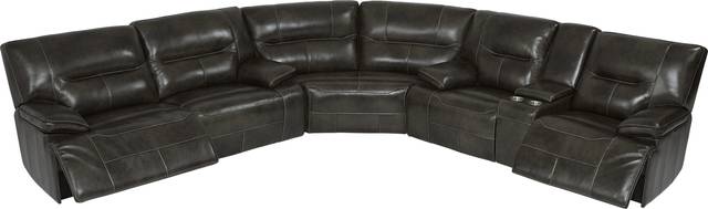 Caletta Gray 3 Pc Leather Reclining Sectional - Thumbnail - Image 3