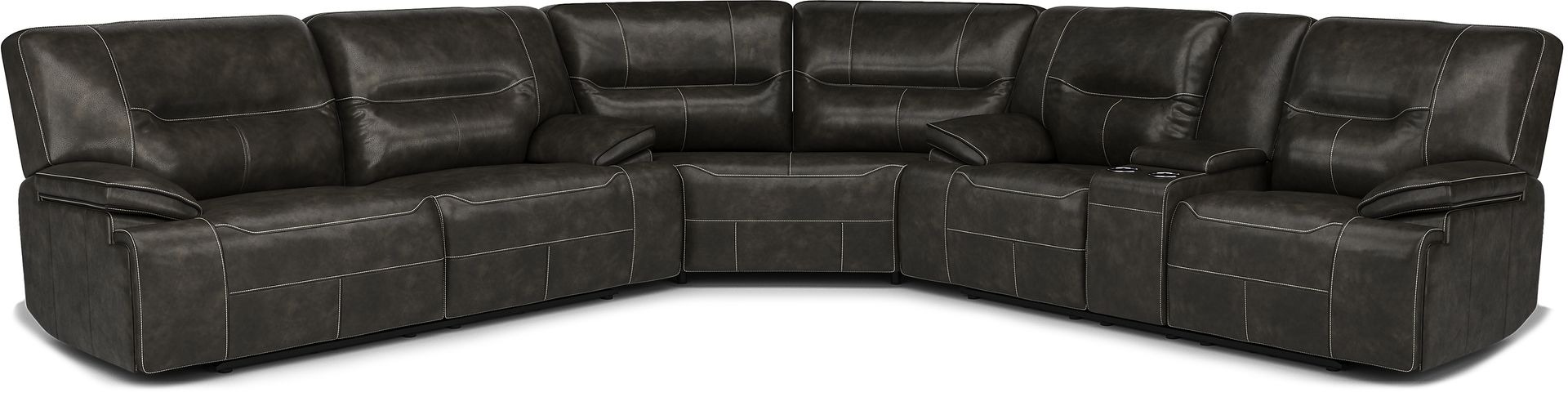 Caletta Gray 3 Pc Leather Reclining Sectional - Image 1