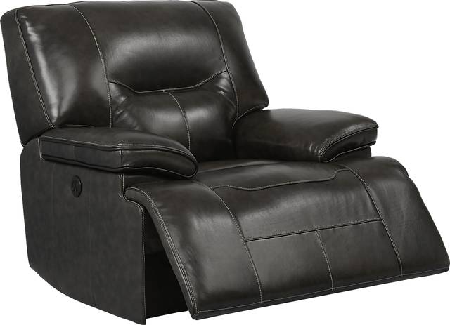 Cindy Crawford Home Caletta Gray Leather Power Recliner - Thumbnail - Image 2