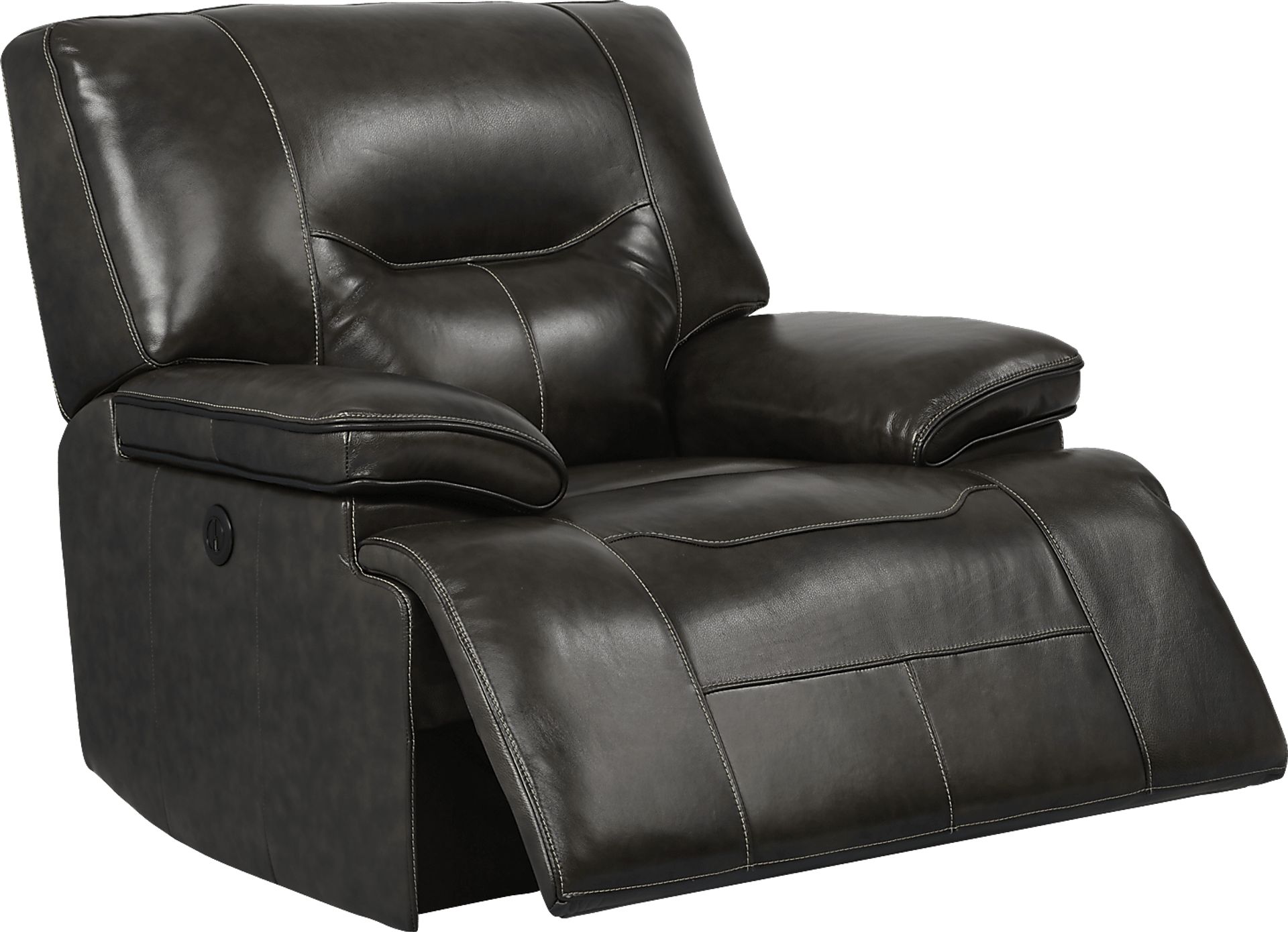 Cindy Crawford Home Caletta Gray Leather Power Recliner - Image 2