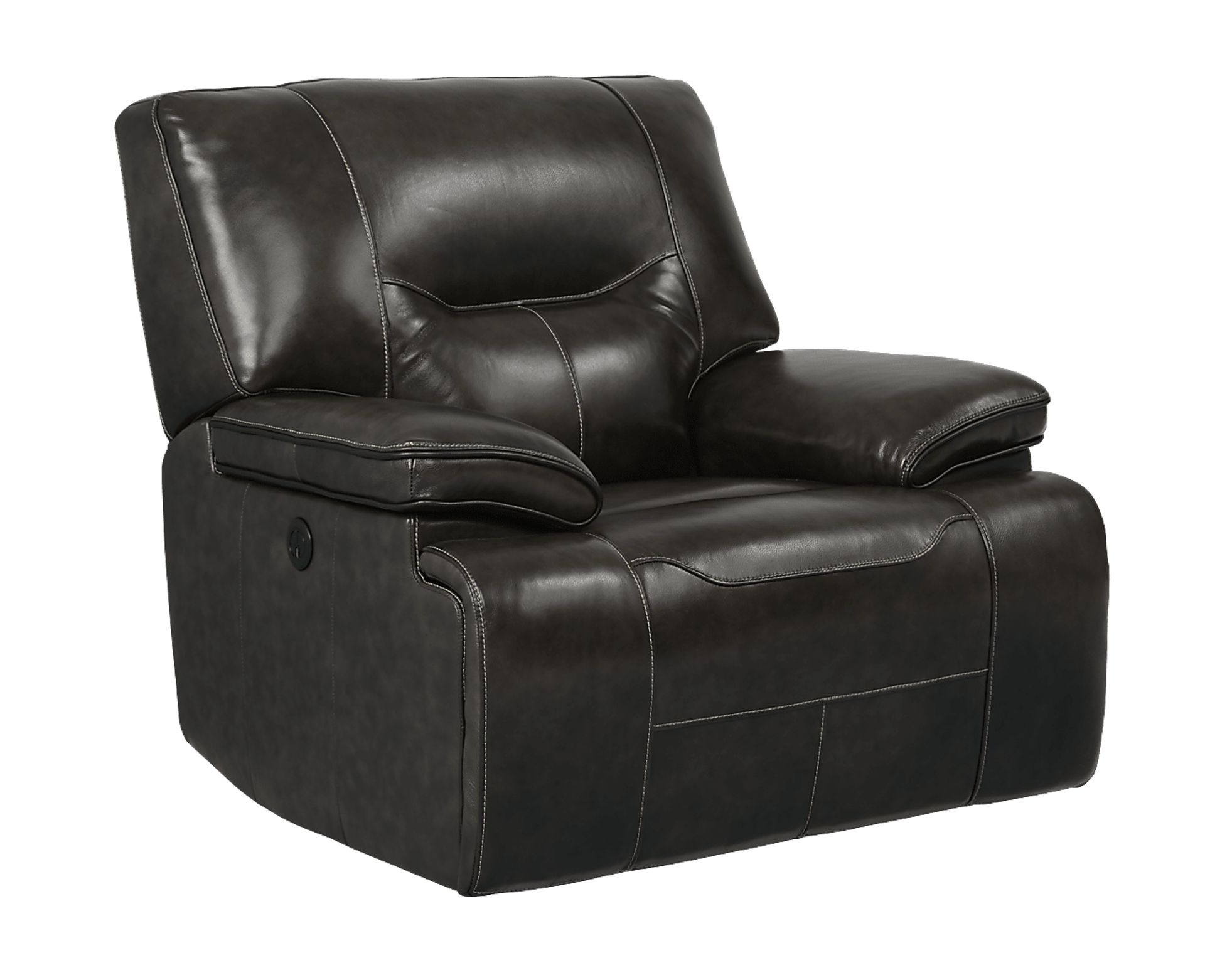 Cindy Crawford Home Caletta Gray Leather Power Recliner - Image 1