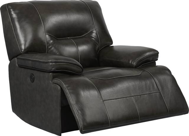 Cindy Crawford Home Caletta Gray Leather Power Recliner - Thumbnail - Image 4