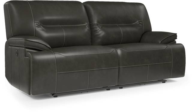 Cindy Crawford Home Caletta Gray Leather Power Reclining Sofa - Thumbnail - Image 2