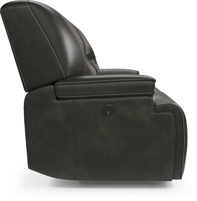 Cindy Crawford Home Caletta Gray Leather Power Reclining Sofa - Thumbnail - Image 3